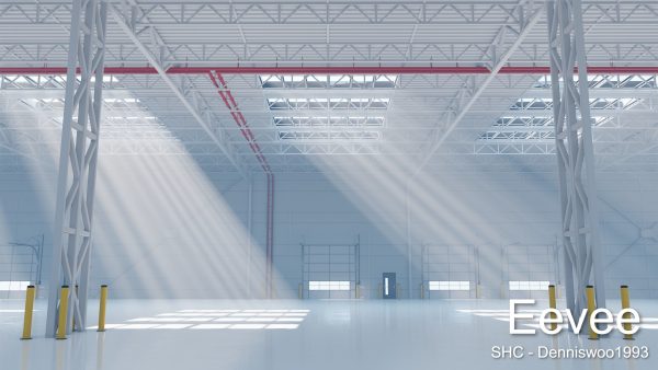 Large modern warehouse for Blender Eevee and Cycles