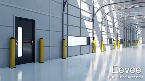 Large modern warehouse for Blender Eevee and Cycles
