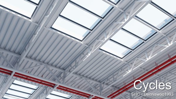 Large modern warehouse for Blender Eevee and Cycles