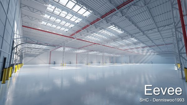 Large modern warehouse for Blender Eevee and Cycles
