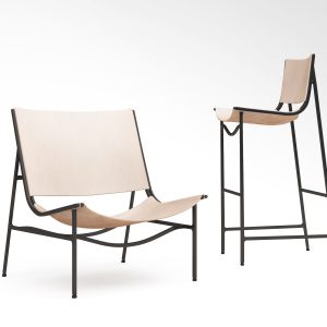 Lounge Chair GH  and Bar Stool in Blackened Laser-Cut