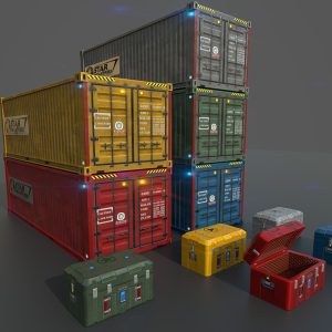 Low poly container and scfi box