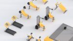 Low Poly Gym set of equipment