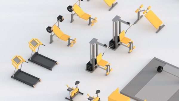 Low Poly Gym set of equipment