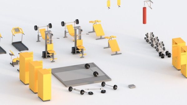 Low Poly Gym set of equipment