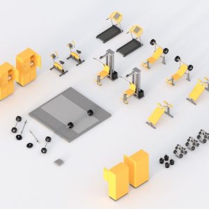 Low Poly Gym set of equipment