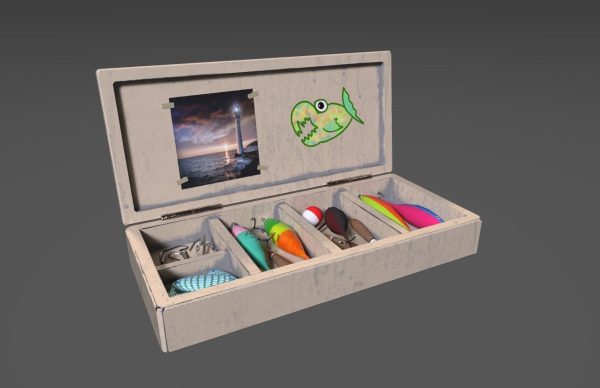 Low-poly handpainted fishermans box