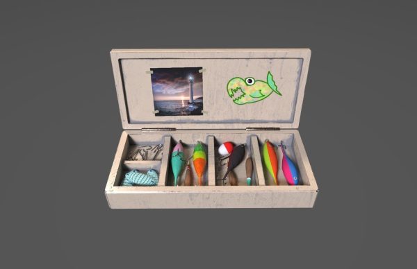 Low-poly handpainted fishermans box