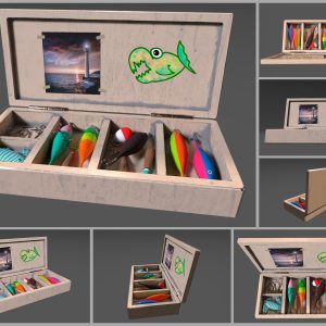 Low-poly handpainted fishermans box