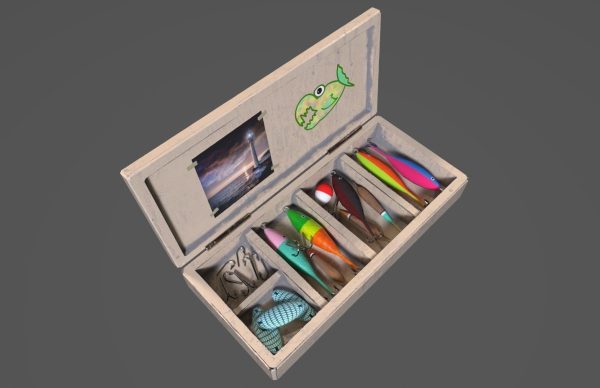 Low-poly handpainted fishermans box