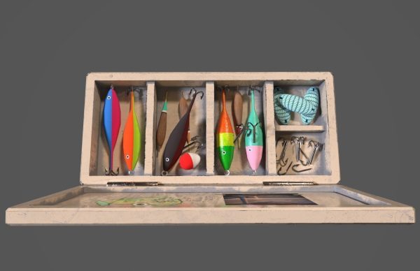Low-poly handpainted fishermans box