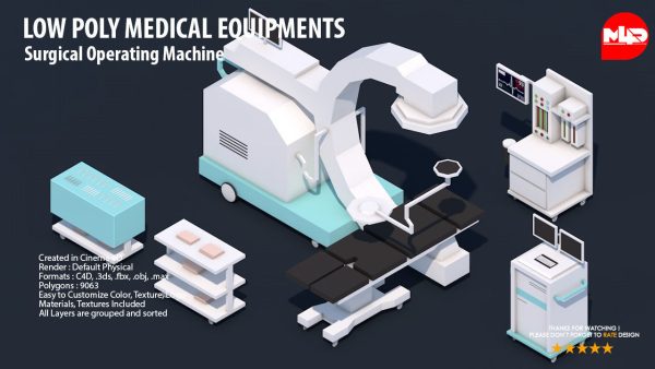 Low Poly Hospital Set - Medical Equipments