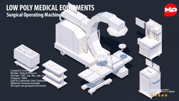 Low Poly Hospital Set - Medical Equipments