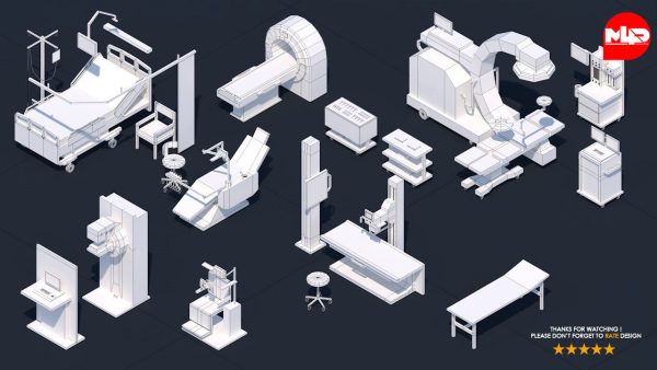 Low Poly Hospital Set - Medical Equipments