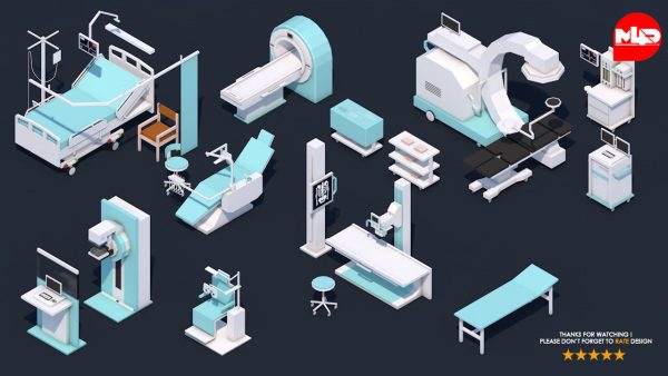 Low Poly Hospital Set - Medical Equipments