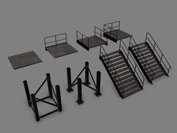 Lowpoly Modular Industrial Stairs