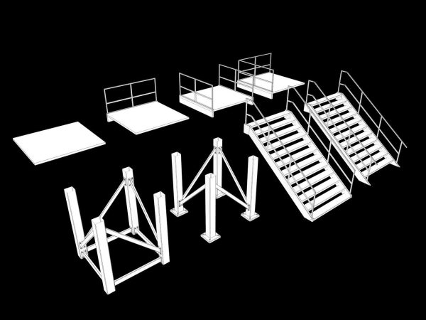 Lowpoly Modular Industrial Stairs