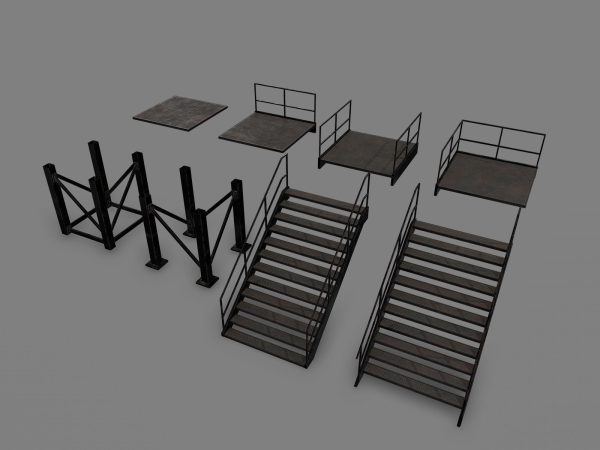Lowpoly Modular Industrial Stairs