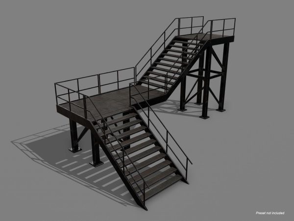 Lowpoly Modular Industrial Stairs