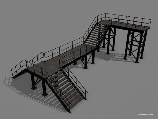 Lowpoly Modular Industrial Stairs
