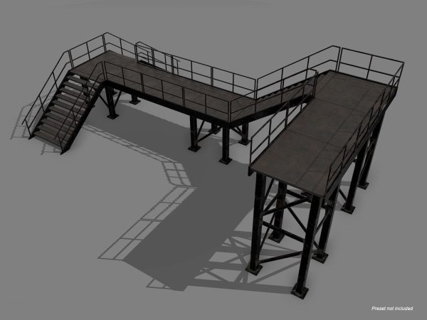 Lowpoly Modular Industrial Stairs