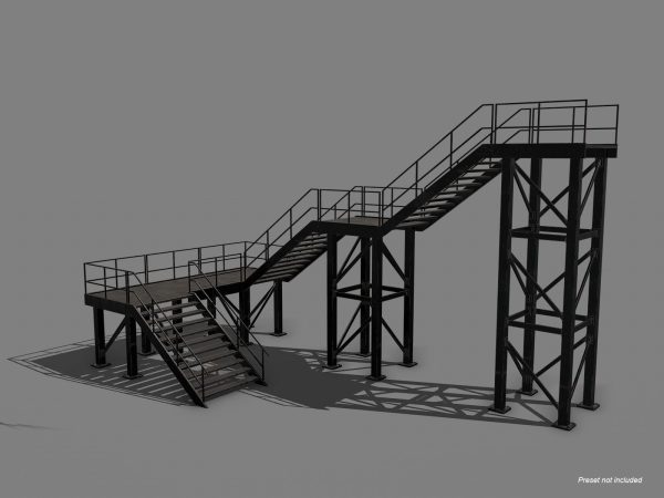 Lowpoly Modular Industrial Stairs