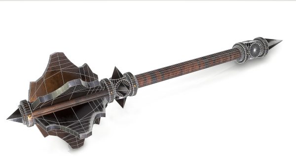 mace PBR wooden weapon with metal parts