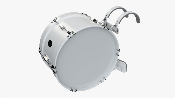 Marching bass drum with carrier pure white