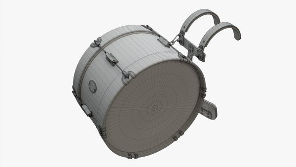 Marching bass drum with carrier pure white