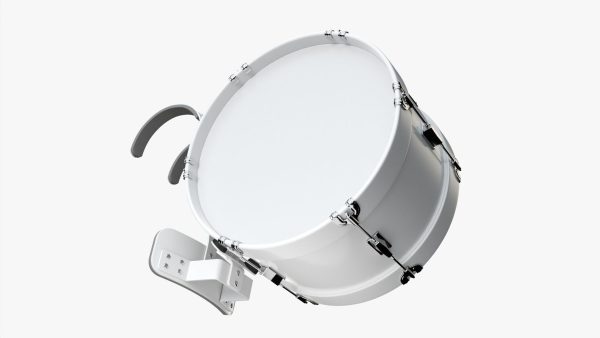 Marching bass drum with carrier pure white