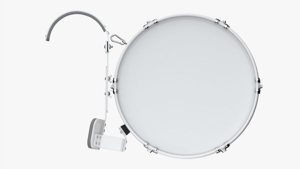 Marching bass drum with carrier pure white