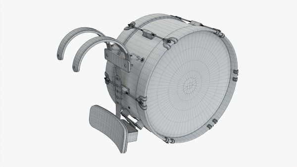 Marching bass drum with carrier pure white