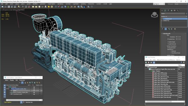 Marine Propulsion Engine Blue