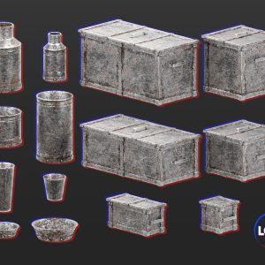 Medieval Collection Containers Metal Crates and Cans