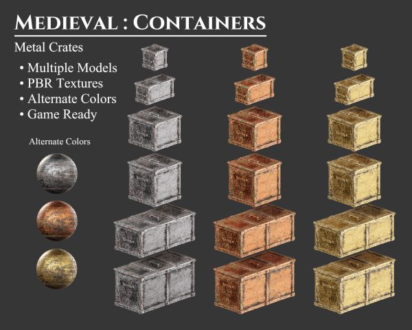 Medieval Collection Containers Metal Crates and Cans