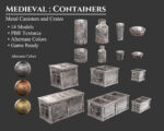 Medieval Collection Containers Metal Crates and Cans