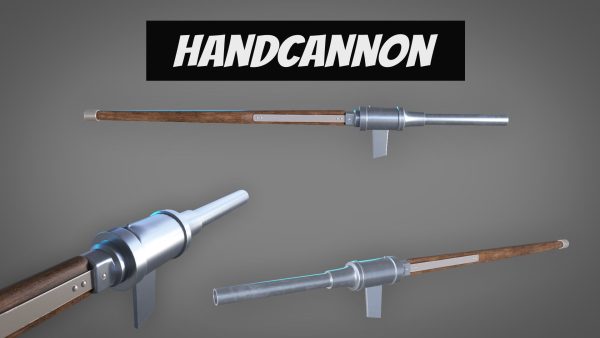 Medieval HandCannon Long handle Version 3D Model Lowpoly