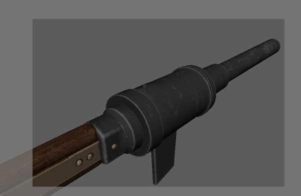 Medieval HandCannon Long handle Version 3D Model Lowpoly