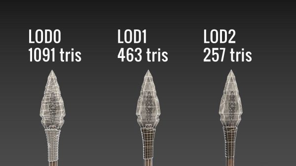 Medieval Spear PBR  with LODs