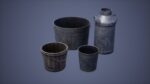 Metal Bucket Set Low Poly Game Ready