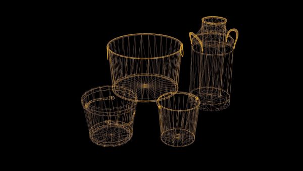 Metal Bucket Set Low Poly Game Ready