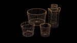 Metal Bucket Set Low Poly Game Ready