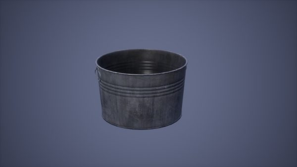 Metal Bucket Set Low Poly Game Ready