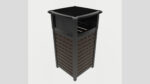 Metal Square Trash Can Low Poly High Poly