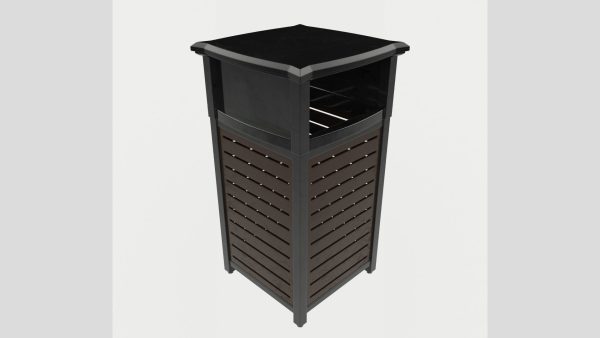 Metal Square Trash Can Low Poly High Poly