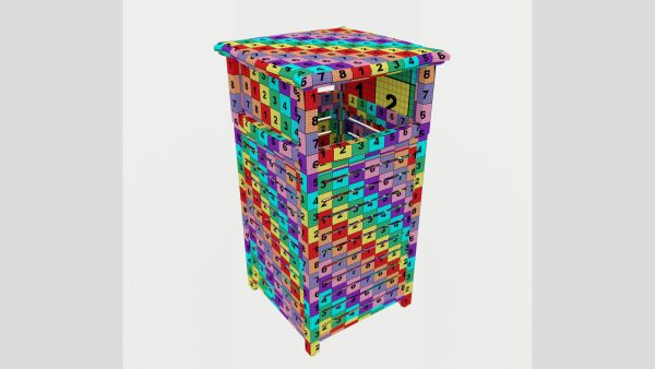 Metal Square Trash Can Low Poly High Poly