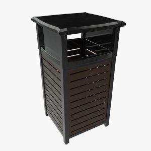 Metal Square Trash Can Low Poly High Poly