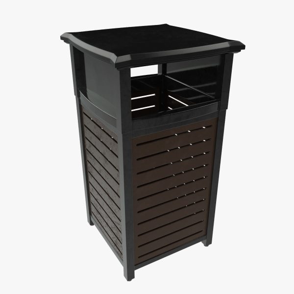 Metal Square Trash Can Low Poly High Poly