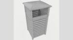 Metal Square Trash Can Low Poly High Poly