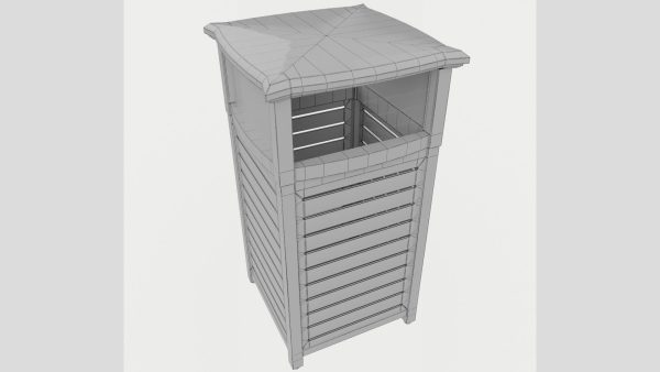 Metal Square Trash Can Low Poly High Poly